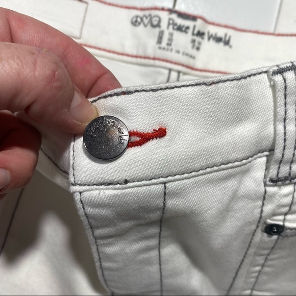 Peace Love World White Cotton High Waisted Front Slit Pants Size 10 NWOT - Picture 11 of 16